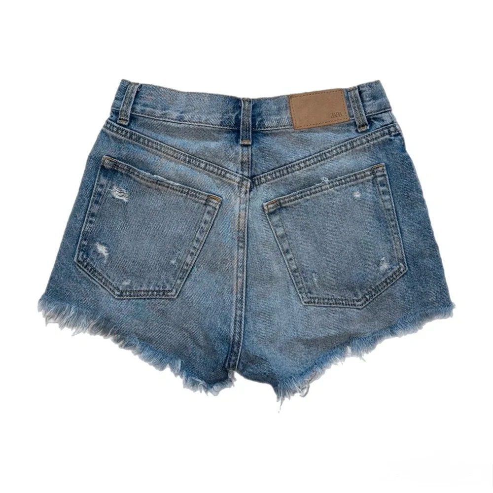 Zara Blue Distressed Jean Shorts - Picture 2 of 2